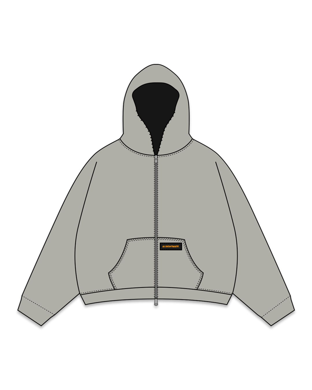 Double-Zip Hoodie [Light Grey] – Alright Mate