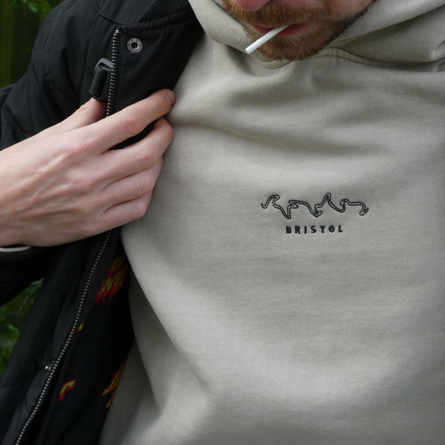 Relaxed Hoodie // Black Embroidery [Washed Earth]