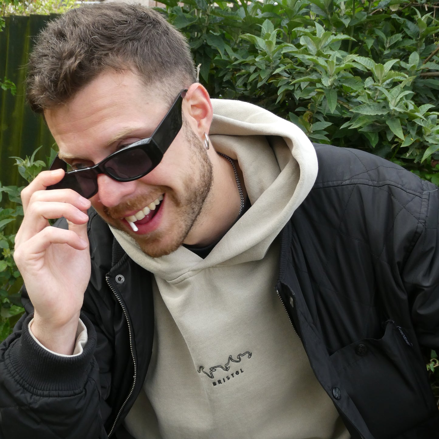 Relaxed Hoodie // Black Embroidery [Washed Earth]