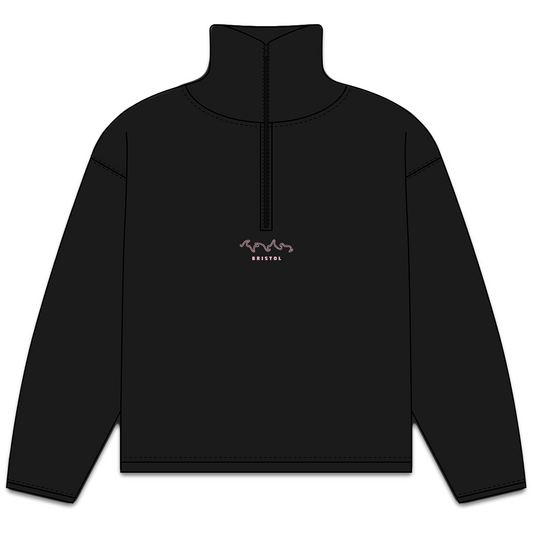 Half Zip Sweater // Pink Embroidery [Black]