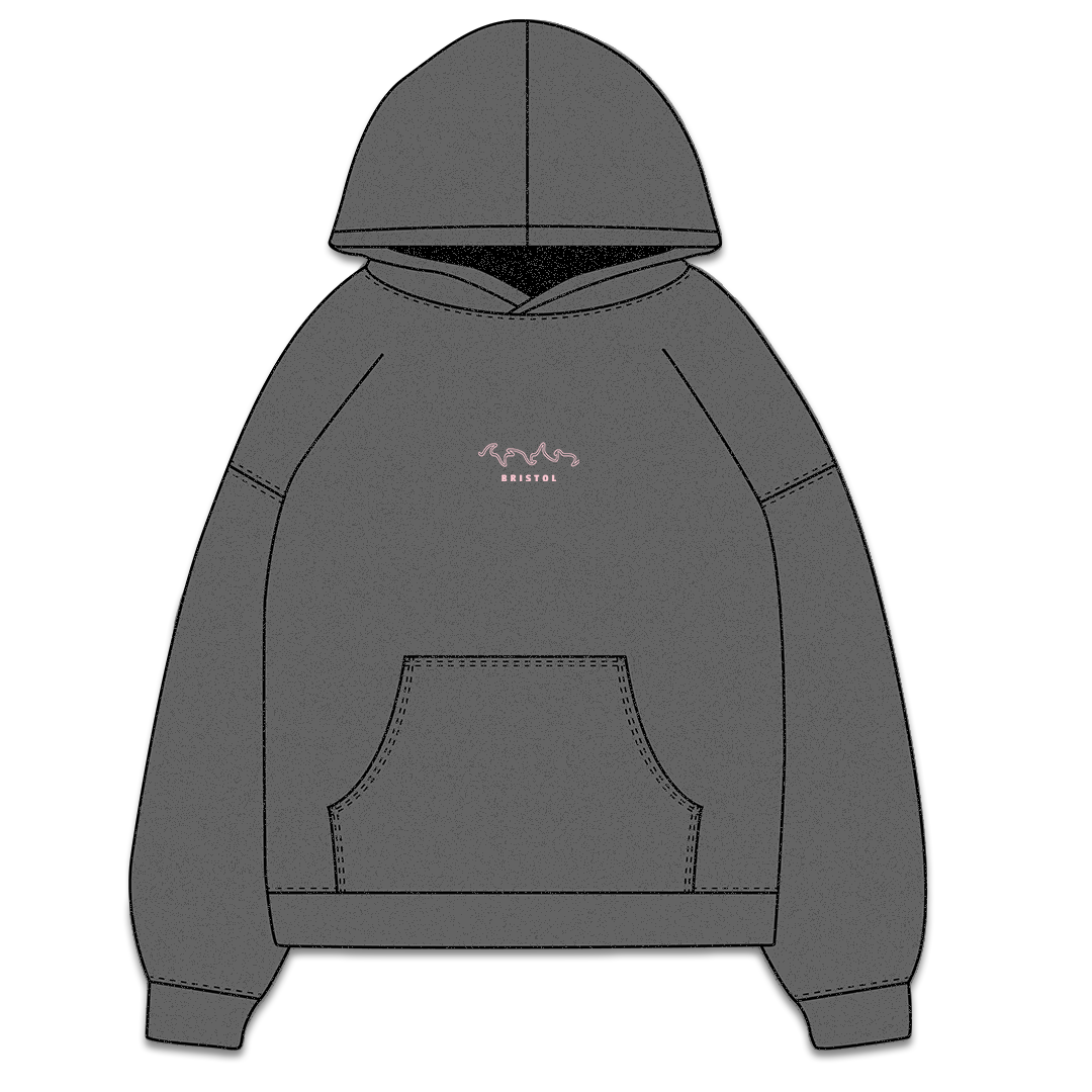 Relaxed Hoodie // Pink Embroidery [Washed Grey]